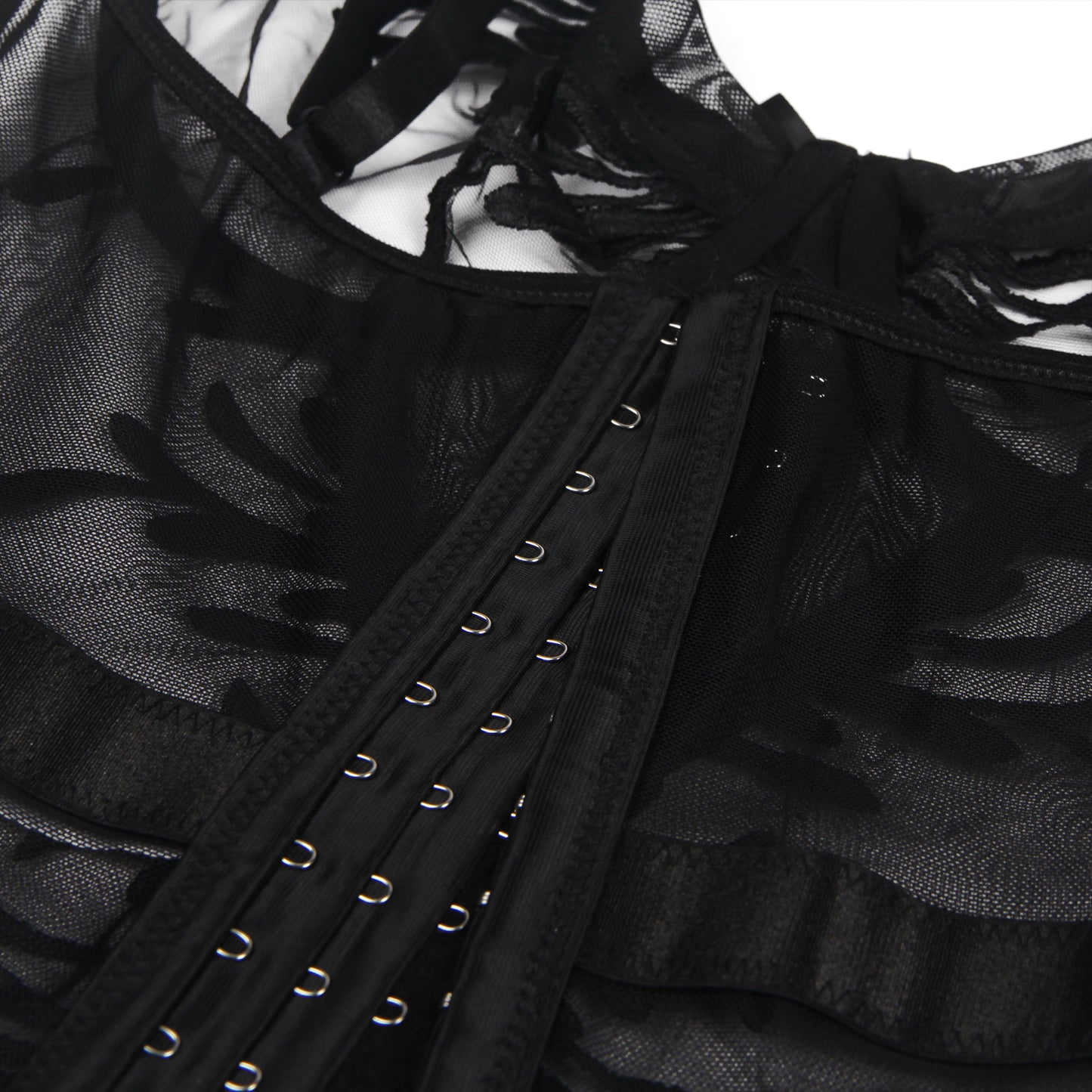 Black Lace Corset Lingerie Set with Garters