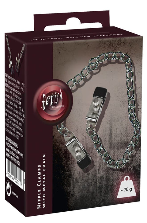 Metalen Tepelklemmen met Ketting – Zilver