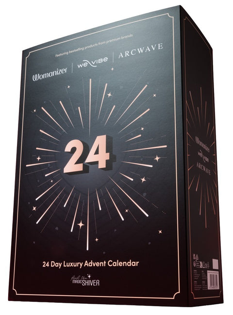 Magic Shiver erotische adventskalender Luxury 2026, voorkant van de zwart-gouden kalender