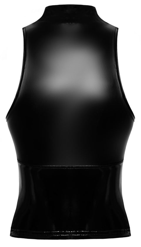 Zwarte Vinyl Haltertop met Ritssluiting
