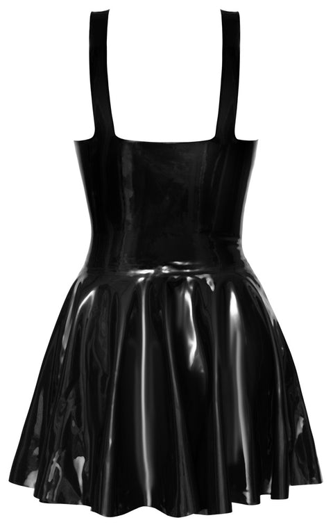 The Late X Zwarte Laklook Mini Jurk met Plooirok