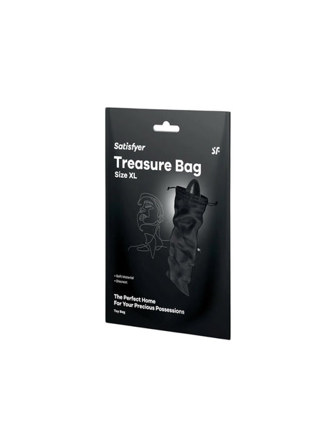 Satisfyer Treasure Bag opbergtas verpakking zwart front view