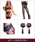 Date Night Lingerieset – complete set: Rosalie lingerieset, hold-up kousen, kanten oogmasker en tepelcovers