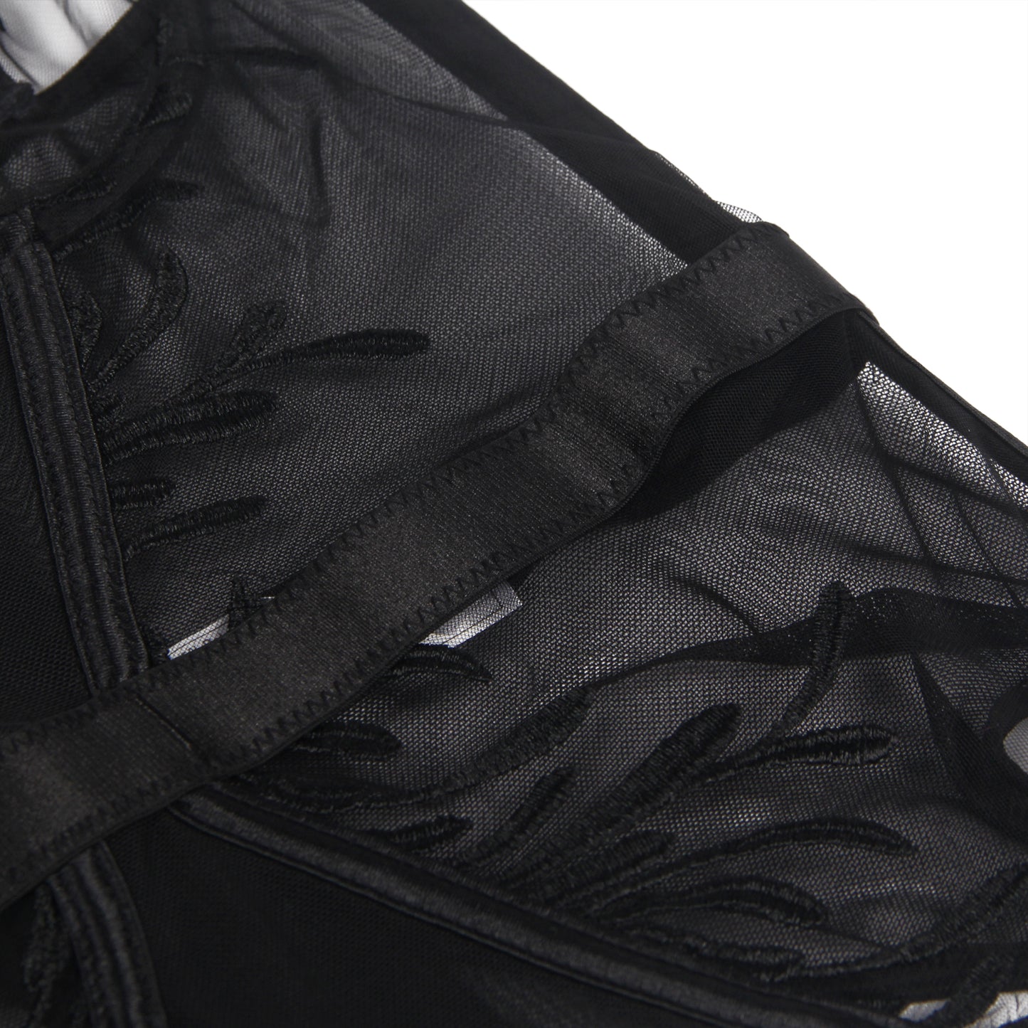 Zwarte Lace Corset Lingerie Set met Jarretels