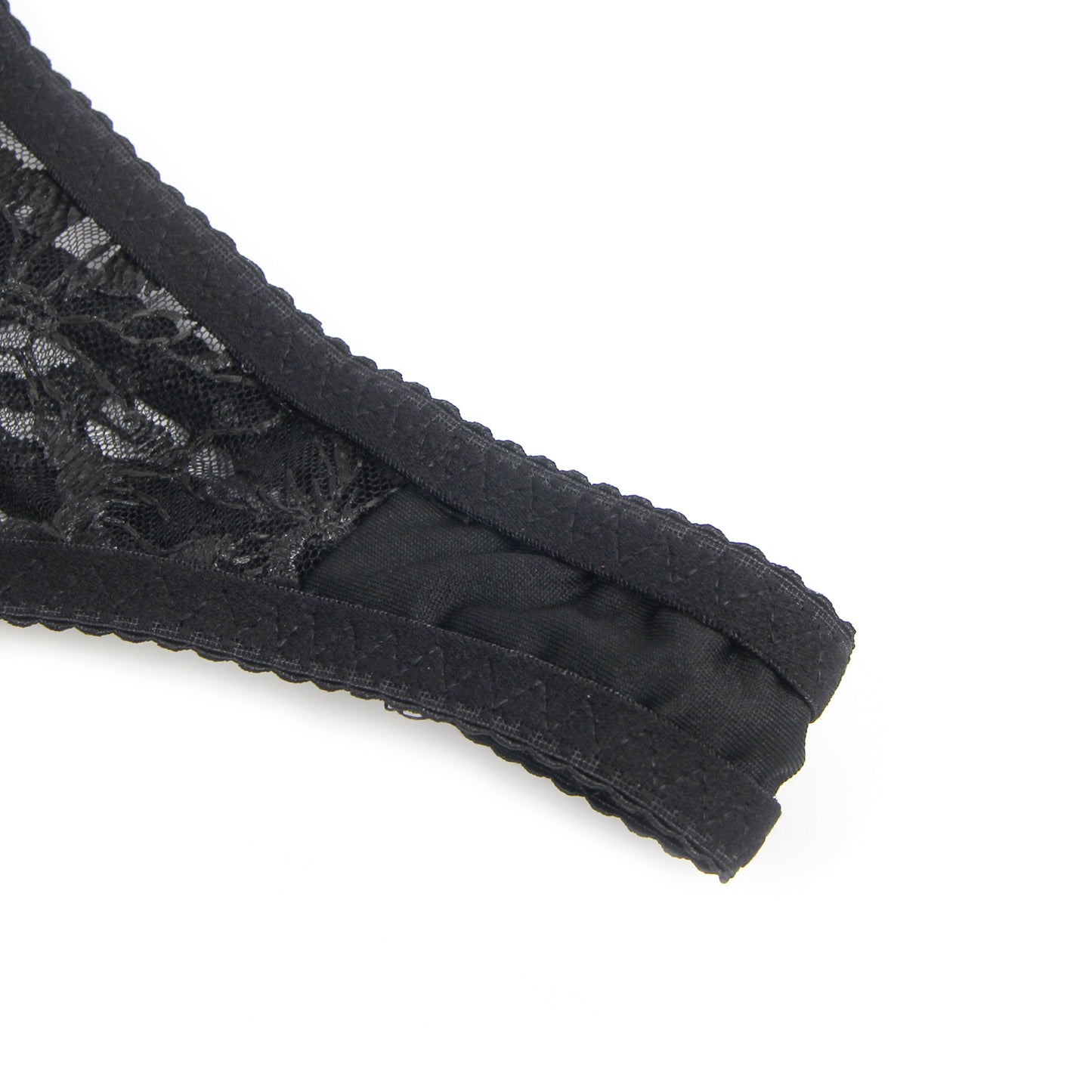 Lace Ruffle 3-Piece Lingerie Set – Jarretels & Beenbanden | Zwart
