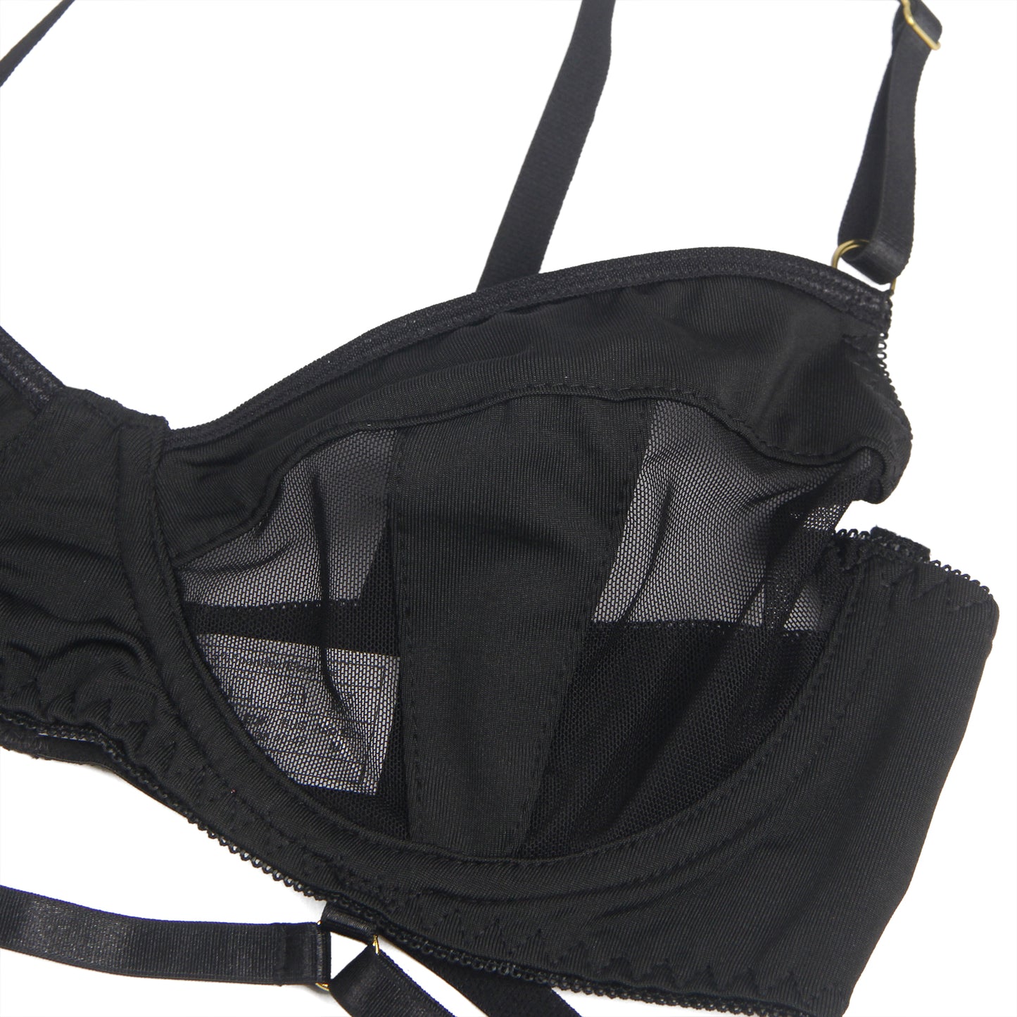 Strappy Lace Lingerie Set – Black