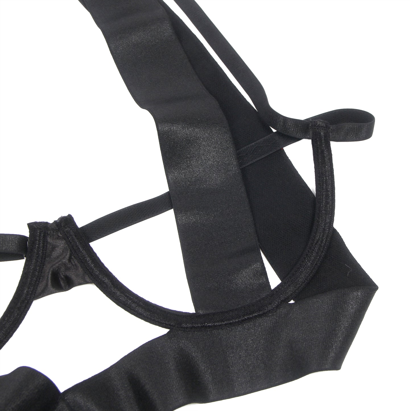 Black Satin Strappy Kinky Body – Zwart | Luxe Cut-Out Design