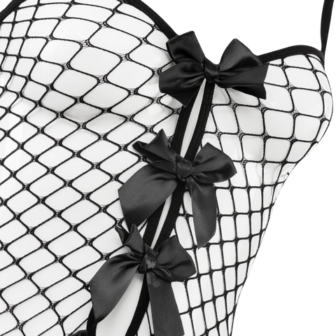 Amorable by Rimba Open Visnet Catsuit – Zwart