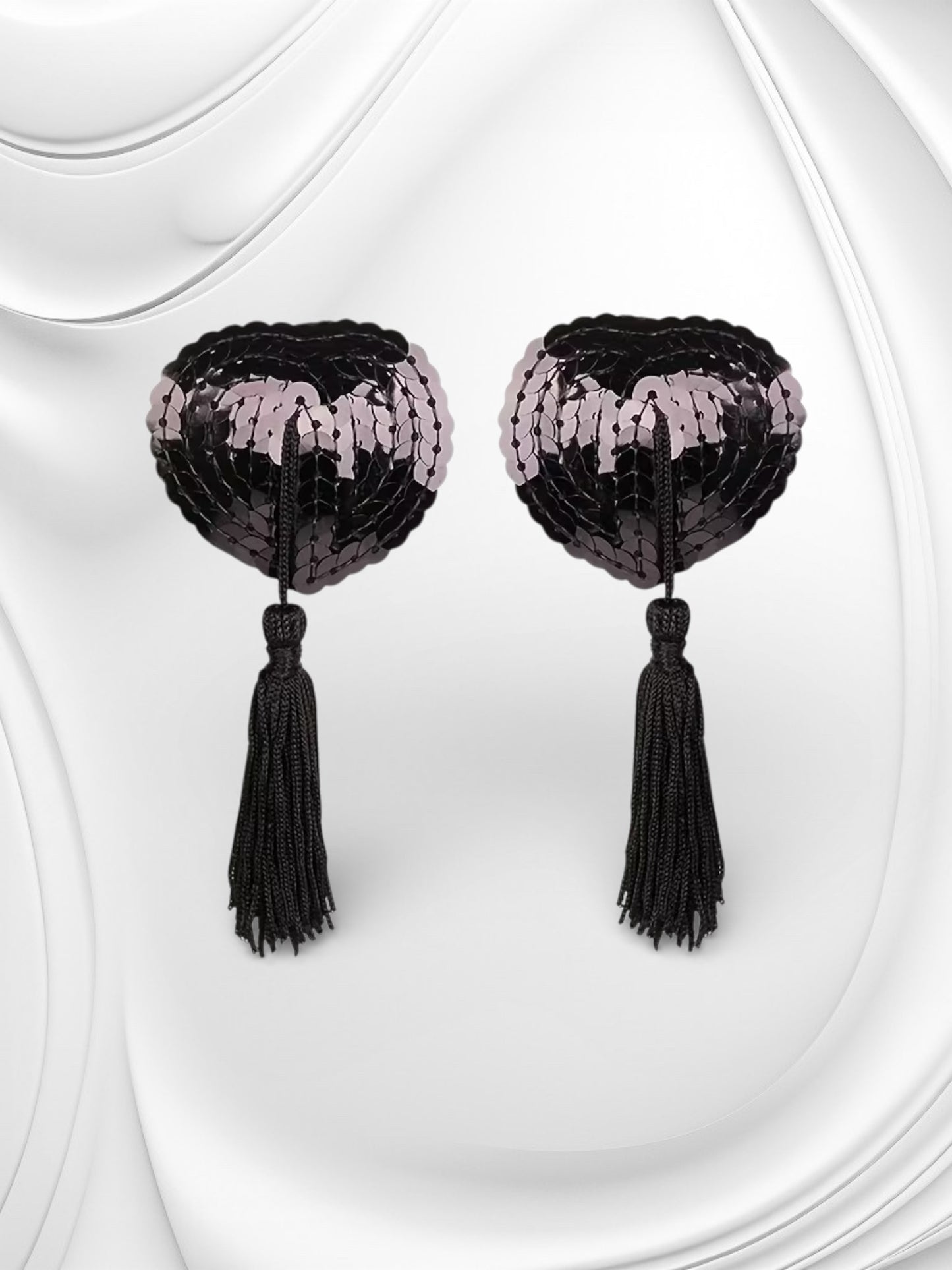 Zwarte Pailletten Tepelplakkers met Kwastjes – Erotische Nipple Covers