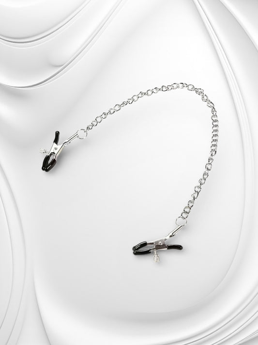 Metalen Tepelklemmen met Ketting – Verstelbaar BDSM Accessoire