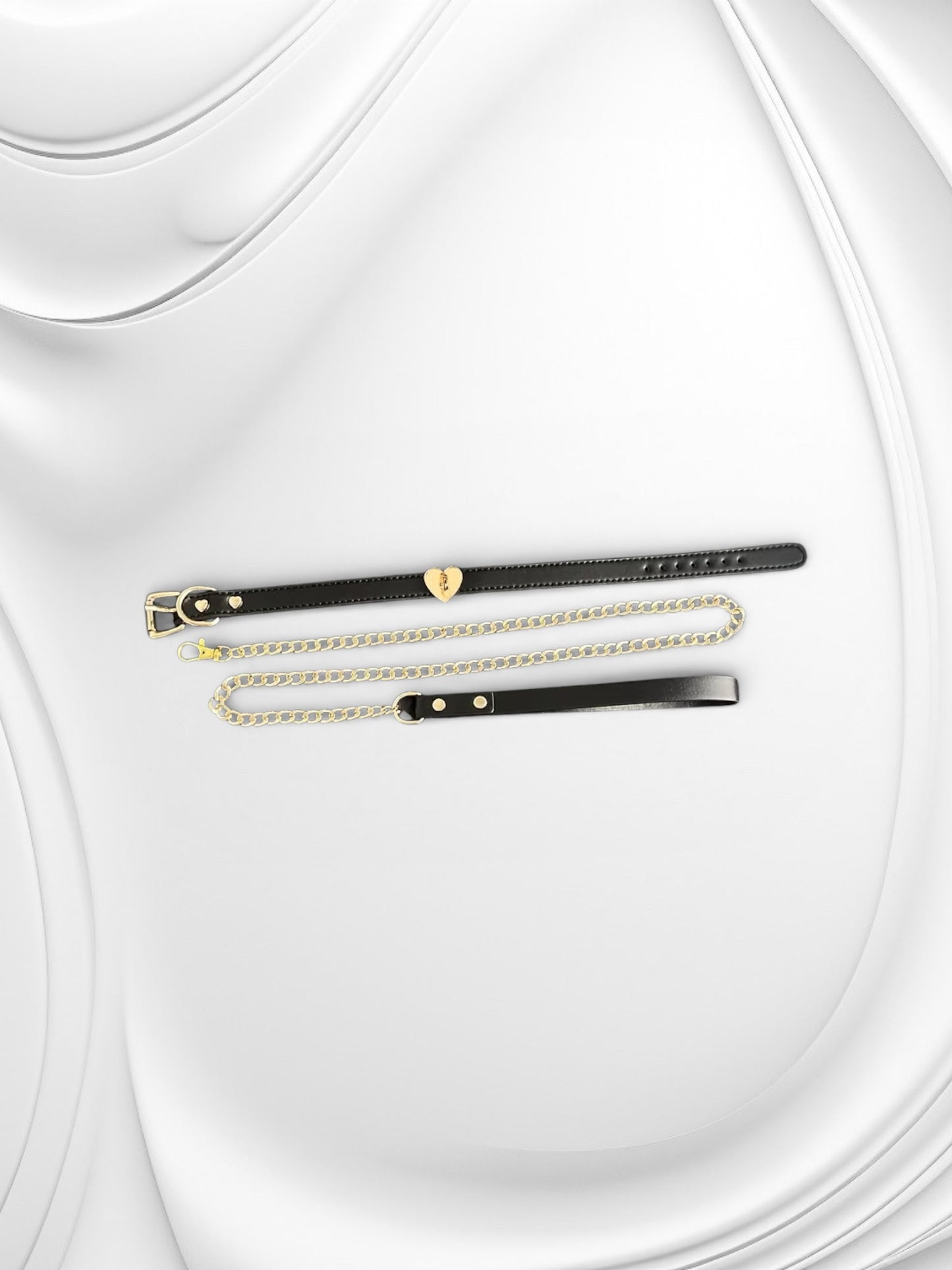 Luxe Halsband met Ketting & Leash – Zwart/Goud BDSM Set