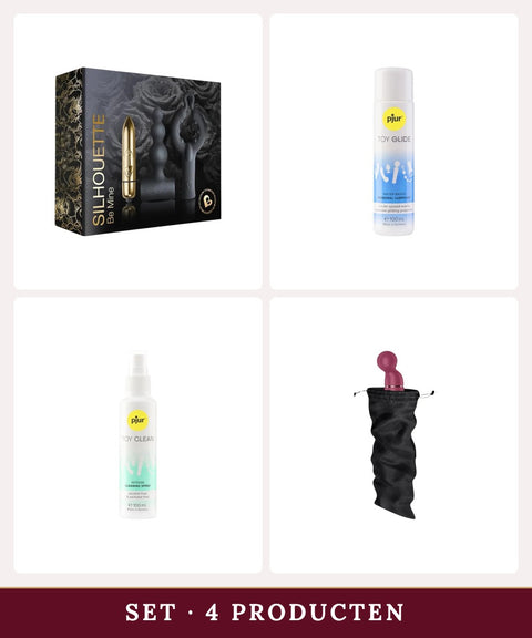 Toy Starterset – complete set: Rocks-Off Be Mine, pjur Toy Glide, pjur Toy Clean en opbergtas
